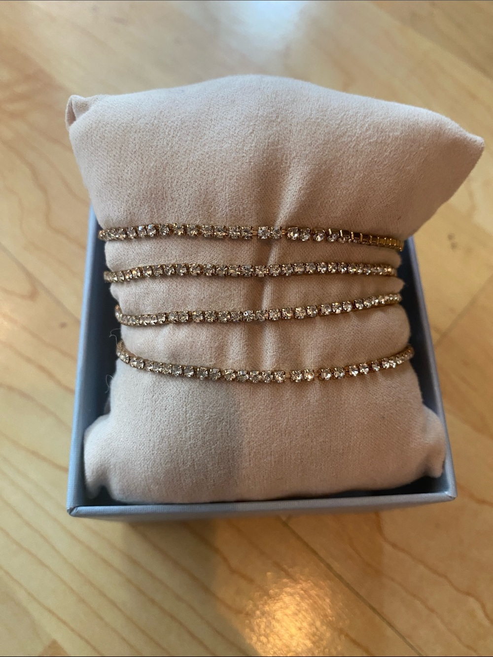 Bundle of 4 stackable Gold Crystal Tennis Bracelet Set - Women's Jewelry